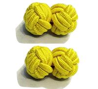 L&L® Men's Premium Plain Knitted Knot Cufflinks Wedding Casual Business Suit (Yellow)