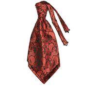 L&L® Mens Satin Ruche Paisley Cravat Tie Double Layers Party Event Wedding UK (Red)