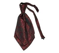 L&L® Mens Satin Ruche Paisley Swirl Floral Cravat Tie Double Layers Event Wedding (Wine red)