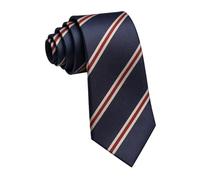 L&L® Men's Skinny Navy Blue and Red Striped Patterned Handmade Tie King's Men UK