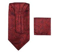 L&L® Paisley Cravat Ascot Tie & Pocket Square Floral Hanky Wedding Handkerchief UK (Red)