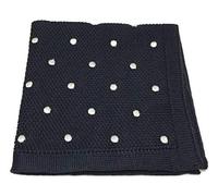 L&L® Premium Hand Made Men Knitted pocket Square Handkerchief Polka dot heart (navy dot)