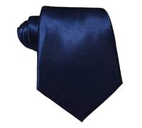 L&L® Standard 9cm Wide Mens wedding event prom party plain Satin necktie tie (Navy)