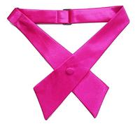 L&L® Unisex Cross Over Bowtie Mens Necktie Cravat Pre Tied Adjustable bow tie Satin (Hot pink)