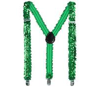 L&L® Unisex Men's Women's Adjustable Braces Suspender Glitter Sparkly Sequin Party (Green)