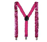 L&L® Unisex Men's Women's Adjustable Braces Suspender Glitter Sparkly Sequin Party (Hot pink)