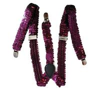 L&L® Unisex Men's Women's Adjustable Braces Suspender Glitter Sparkly Sequin Party (Purple)