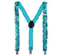 L&L® Unisex Men's Women's Adjustable Braces Suspender Glitter Sparkly Sequin Party (Sky blue)