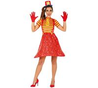 (L) Ladies Clown Costume Adults Cool Halloween Fancy Dress Womens Circus Outfit