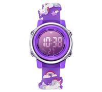 L LAVAREDO Kids Watches Girl Watches Ages 3-12 Sports Waterproof 3D Cute Cartoon Digital 7 Color Lights Wrist Watch for Kids, Pegasus-Purplewhite, Digital