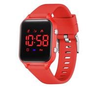 L LAVAREDO Kids Waterproof Digital Wrist Watch Boys Girls Sports Watch with Pedometer Stopwatch Vibration Alarm for Kids Age 5-13 Years No App Fitness Tracker Watch, 06-red