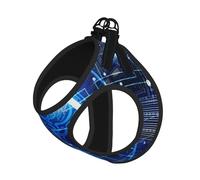 L Leash Vest Dog Harness - Small Sized Artificial Intelligence Brain Print Pet Leash SetReflective for Outdoor and Dog Walking