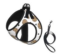 L Leash Vest Dog Harness - Small Sized Cookies Food Chocolate Chip Biscuits Print Pet Leash SetReflective for Outdoor and Dog Walking