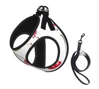 L Leash Vest Dog Harness - Small Sized Cute little Cherry Print Pet Leash SetReflective for Outdoor and Dog Walking