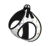 L Leash Vest Dog Harness - Small Sized Hand Drawn Flower Print Pet Leash SetReflective for Outdoor and Dog Walking