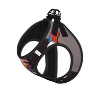 L Leash Vest Dog Harness - Small Sized Monkey Music Print Pet Leash SetReflective for Outdoor and Dog Walking