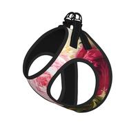 L Leash Vest Dog Harness - Small Sized peony flowers blossom Print Pet Leash SetReflective for Outdoor and Dog Walking