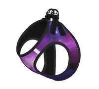 L Leash Vest Dog Harness - Small Sized Purple&Blue Galaxy Print Pet Leash SetReflective for Outdoor and Dog Walking