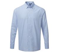 (L, Light Blue/White) Premier Mens Maxton Check Long Sleeve Shirt