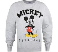 (L, Light Grey/Black) Disney Womens/Ladies Hello Mickey Mouse Sweatshirt