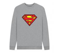 (L, Light Heather) Superman Unisex Adult Official Shield Sweatshirt