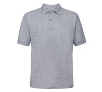 (L, Light Oxford) Russell Mens Polycotton Pique Polo Shirt