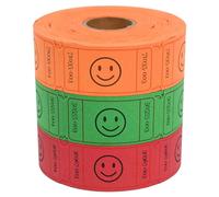 L LIKED 1500 Ticket Rolls, 3 Assorted Colors, 1x2 Inch Smile Ticket for Events, Entry, Class Reward, Parties, Giveaways&Prizes (Red, Orange, Green)