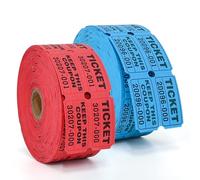 L LIKED 2000 Raffle Tickets Double Rolls 50/50 Stub Tickets with Consecutive Numbers 1000 Pairs per Roll,2 Rolls-Blue,Red