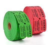 L LIKED 2000 Raffle Tickets Double Rolls 50/50 Stub Tickets with Consecutive Numbers 1000 Pairs per Roll,2 Rolls-Green,Red