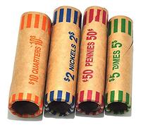 L LIKED 256 Assorted Preformed Coin Wrappers Rolls - Quarters, Pennies, Nickels and Dimes (256Assorted)