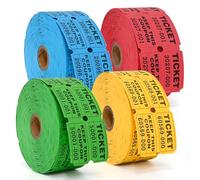L LIKED 4000 Pairs Double Raffle Tickets - 4 Assorted Colors (Blue, Yellow, Red, Green), 1000 Tickets per Roll for Events, Fundraisers & Parties