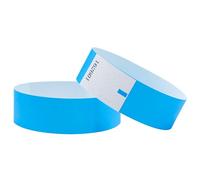 L LIKED 500 Pcs Numbered Wristbands for Events, Waterproof Paper Neon Wristbands Party Bands Entrance Wrist Bands for Events Music Festival Concert Contest (Neon Blue)