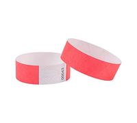 L LIKED 500Pcs Wristbands for Events, Waterproof Neon Wristbands - Printable Paper Bracelets Numbered Wrist Bands for Nightclubs, Festivals, Waterparks (Red)