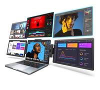 L LIMINK SP12 Portable Triple Monitor for 13-16" Laptop, 12" 1080P IPS Display Ultra-Lightweight Travel Screen Extender, Plug & Play Attachable Dual Extended Display Workstation for Mac & Wins