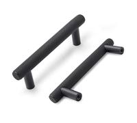 L&lonpa 10 Pack Anodized Black Cabinet Pulls-3 inch/76mm Screw Spacing Knurled Cabinet Handles Hardware, Modern Style Drawer Pulls for Kitchen Cabinets Cupboard Bedroom Bathroom Dresser