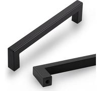 L&lonpa 10 Pack Matte Black Cabinet Handles-128mm Screw Spacing Square Drawer Pulls Cabinet Hardware, Durable Modern Cabinet Pulls for Kitchen Cabinets Bedroom Bathroom Dresser