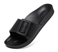 L LOUBIT Cloud Slides for Women with Arch Support Pillow Soft Recovery Sandals Lightweight Summer Beach Slippers Non-Slip Shower Shoes, Black, 9 UK