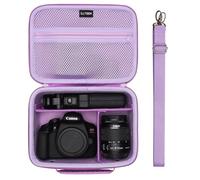 L LTGEM Hard Camera Case for Canon EOS 2000D/ 4000D DSLR, EOS Rebel T7 /R100 /R50 /R5 /R6 Mark II /R7 /R8 /90D /5D Mark IV Camera, Lens, Tripod, with 4 Pieces of Dividers and Shoulder Strap-Purple