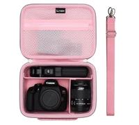 L LTGEM Hard Camera Case for Canon EOS 2000D/ 4000D DSLR, EOS Rebel T7 /R100 /R50 /R5 /R6 Mark II /R7 /R8 /90D /5D Mark IV Camera, Lens, Tripod, with 4 Pieces of Dividers and Shoulder Strap-Pink