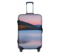 L Luggage Cover Protector - Fashionable Lake Under Sunset Print Suitcase Cover, Aesthetic Travel Accessories, Invisible Zipper