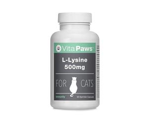 L-Lysine 500mg For Cats By VitaPaws™ | 90 Sprinkle Capsules | Popularly Chosen For Feline Immunity | Manufactured in the UK
