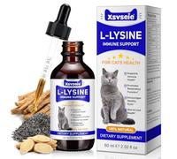L-Lysine Drops for Cats with Colostrum & Taurine, Cat Lysine Drops, Immune Support, Respiratory Health & Allergy Relief, for Sneezing, Runny Nose & Eye Function | 60ml - Roast Chicken Flavour