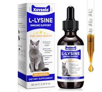 L-Lysine for Cats | 60ml Cat Supplements for Healthy Immune Defenses - Sneezing, Runny Nose, Watery Eye - Feline Respiratory & Vision, Skin & Coat Health - Astragalus, Burdock - Roast Chicken (1)