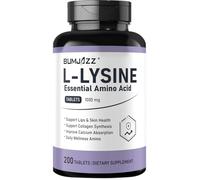 L-Lysine Tablets 1000mg 200 Count - for Cold Sore & Lip Relief, Skin & Immune Health, Collagen & Calcium Absorption - Vegan, Non-GMO, Lysine HCl