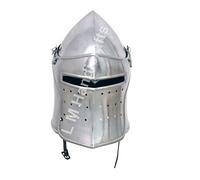 L M Handicrafts Medieval Barbuta Helmet Visored Bascinet Helmet 14th Century Knight Costume 18 Gauge Silver Roman Spartan Troy Sugarloaf Gladiator Burgonet Barbuta German Crusader Spanish Kettle