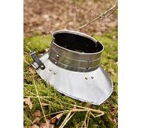 L M Handicrafts Medieval High Medieval Neck Gorget Armor Protection Silver Steel Plate Knight Gothic Armor Costumes SCA LARP Spartan Roman Troy Sugar Loaf Burgonet Barbuta German Crusader