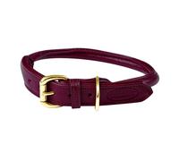 (L, Maroon) Weatherbeeta Rolled Leather Dog Collar