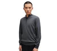 (L, Medium Grey) Hugo Boss Mens 2025 Ebenji Zip-Neck Classic Wool Versatile Sweater