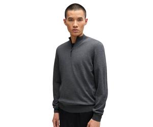 (L, Medium Grey) Hugo Boss Mens 2025 Ebenji Zip-Neck Classic Wool Versatile Sweater