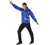 (L) Men's blue sequin disco shirt